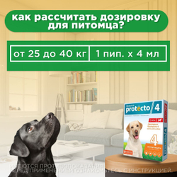 Капли на холку от клещей, блох и комаров для собак от 25-40 кг Protecto (Neoterica), 2 пипетки. Имидаклоприд/Этофенпрокс/Пирипроксифен