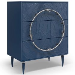 Комод Арт Колор leaves Классик Сильвер с 3 ящиками Королевский синий