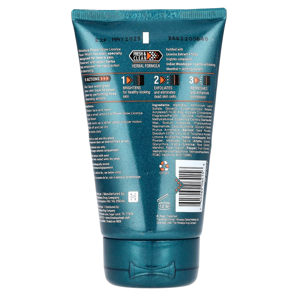Himalaya, Power Glow, мужское средство для умывания со вкусом солодки, 100 мл (3,4 жидк. унции)