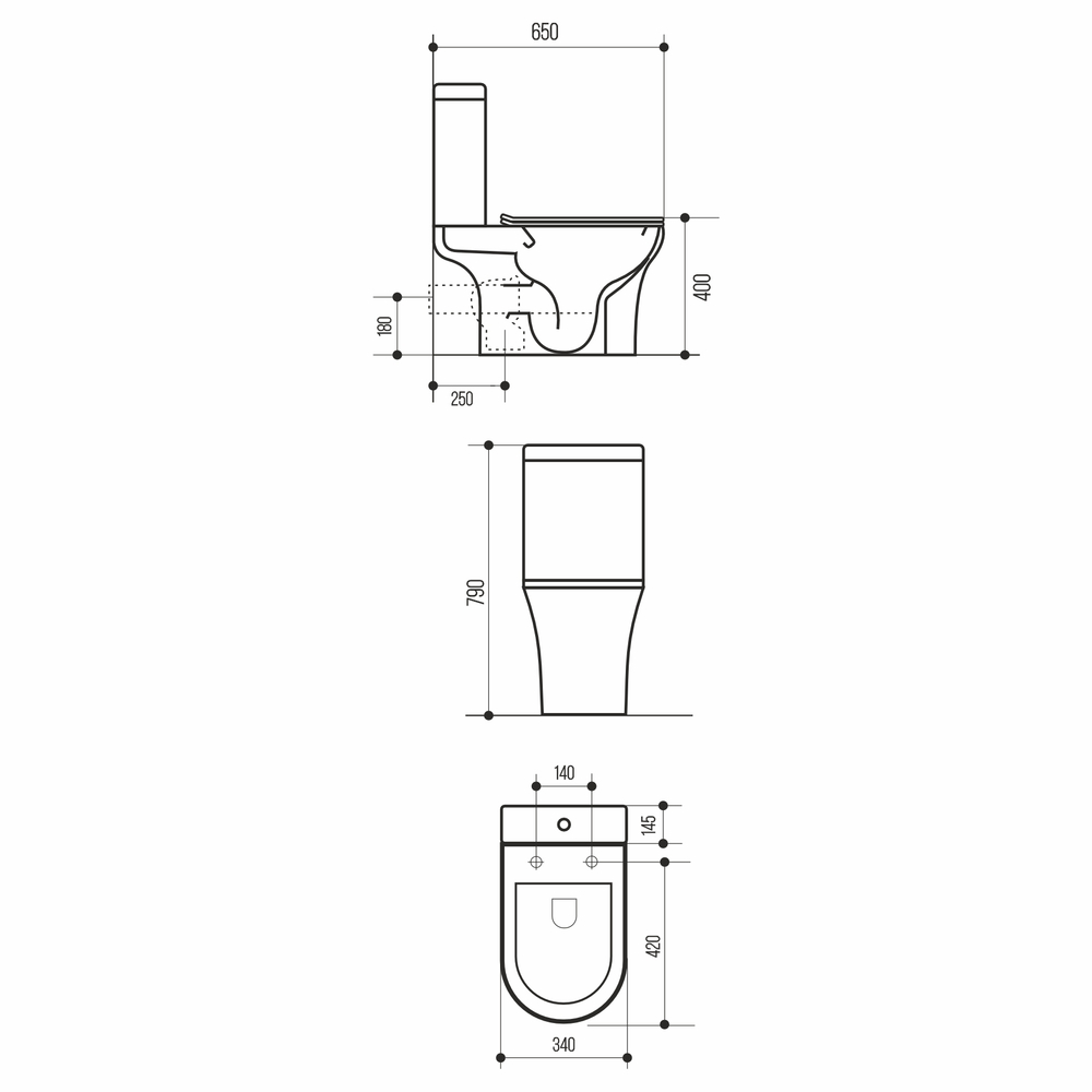 Унитаз-компакт безободковый WAVE STAR гориз, нижн, 2-кн.арм, сид. полипр, м/л, быстр, БЕЛЫЙ глянец