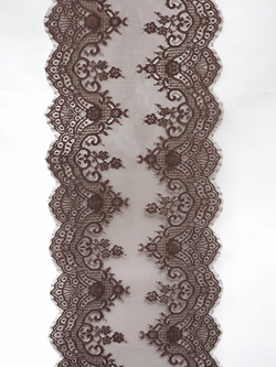 Кружево шантильи для белья шоколад широкое неэластичное ширина 36 см купон 2.9 м