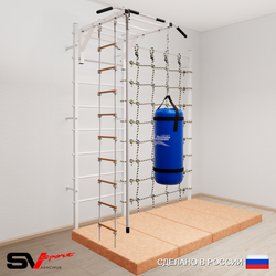 Шведская стенка Sv Sport 53450 (Турник рукоход/Канат/Лестница/Цепь/Мешок 15кг/Мат 2м/Канатный лаз)