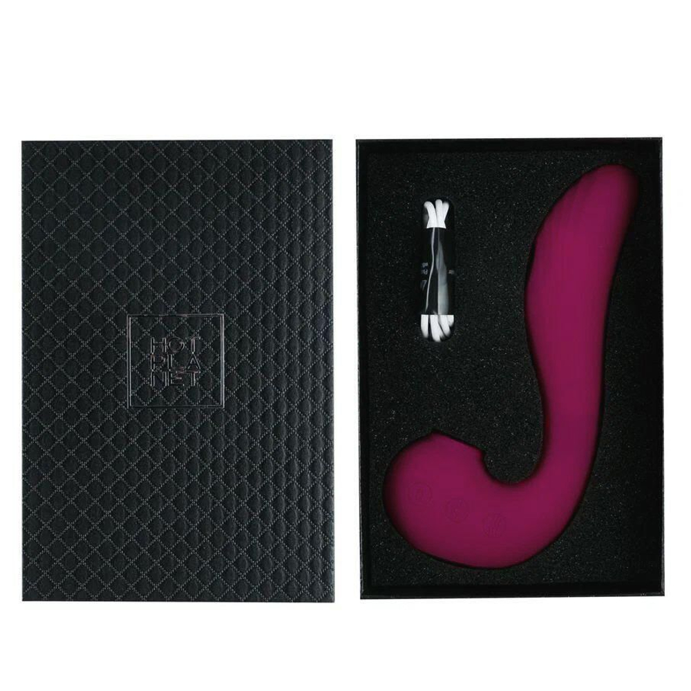 Бордовый вакуум-волновой вибратор 3-в-1 с язычком Calypso (Цвет: бордовый)