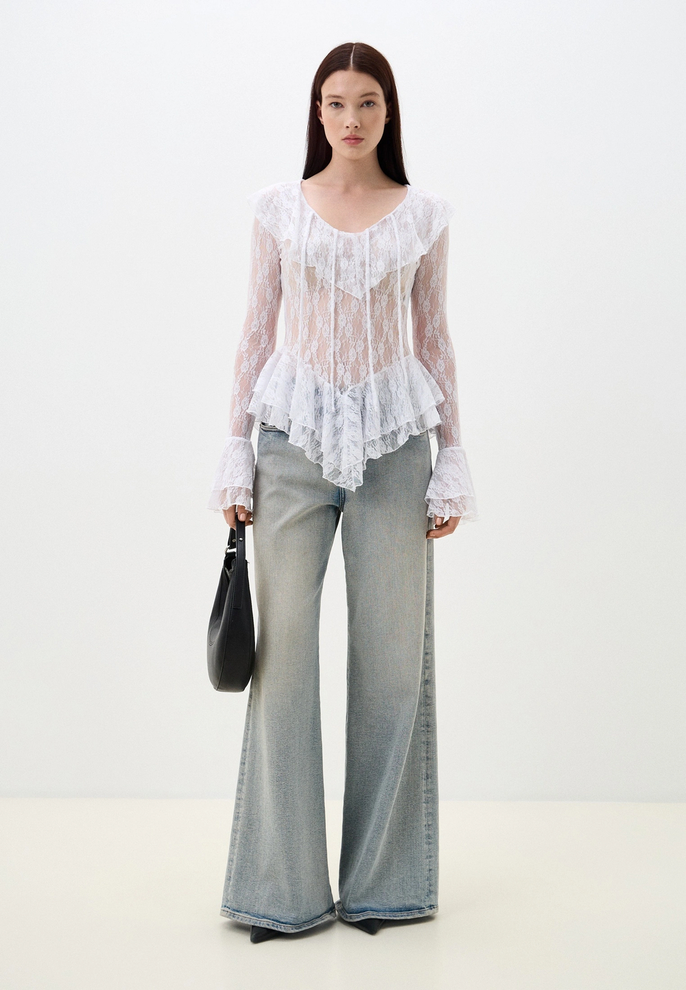 Блуза `Бохо` кружевная, цвет белый,