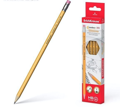 Карандаш ч/г с ластиком Amber 101 HB шестигран. 45601 (Erich Krause)