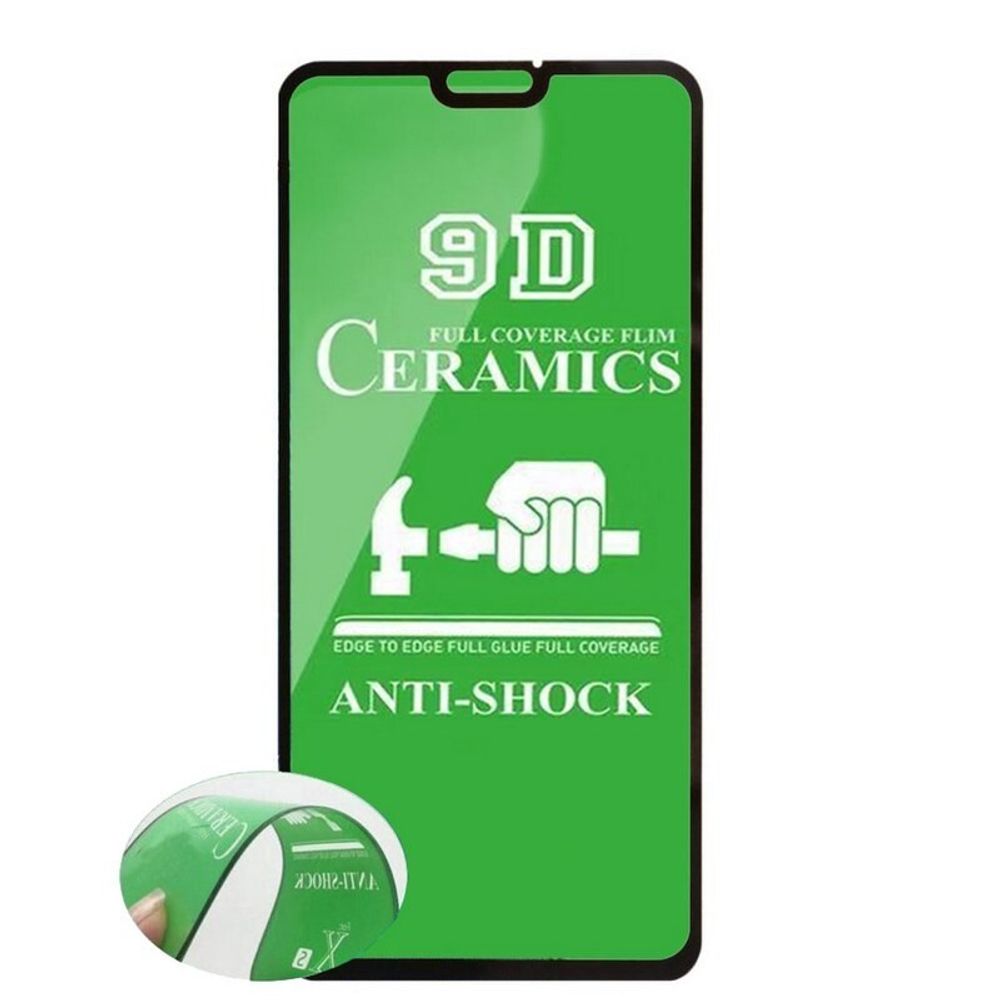 Защитное стекло Ceramics Samsung A80/A90 (черный) 9D тех.упаковка