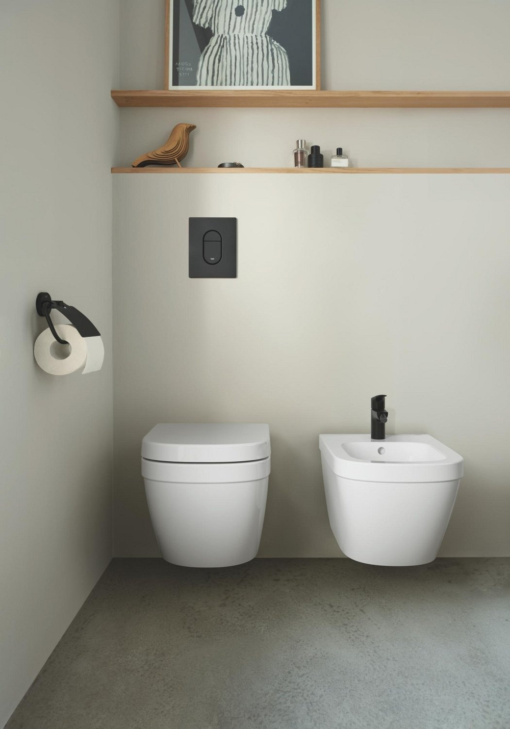 Смеситель для биде GROHE Eurosmart с донным клапаном, S-size, черный матовый (329292433)