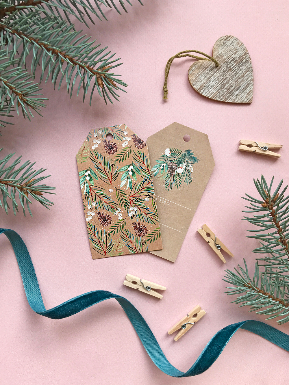 Бирка на подарок «Шишечки», 5 × 9 см