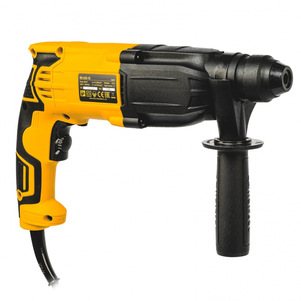 Перфоратор электрический RH-650-18, SDS-plus, 650 Вт, 2.0 Дж, 3 плюс 1 режим Denzel