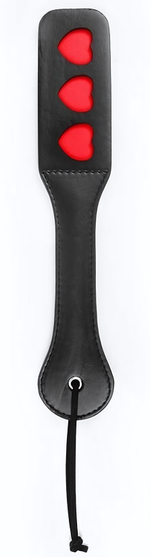 Черная шлепалка NOTABU с красными сердечками - 32 см. (Цвет: черный с красным)