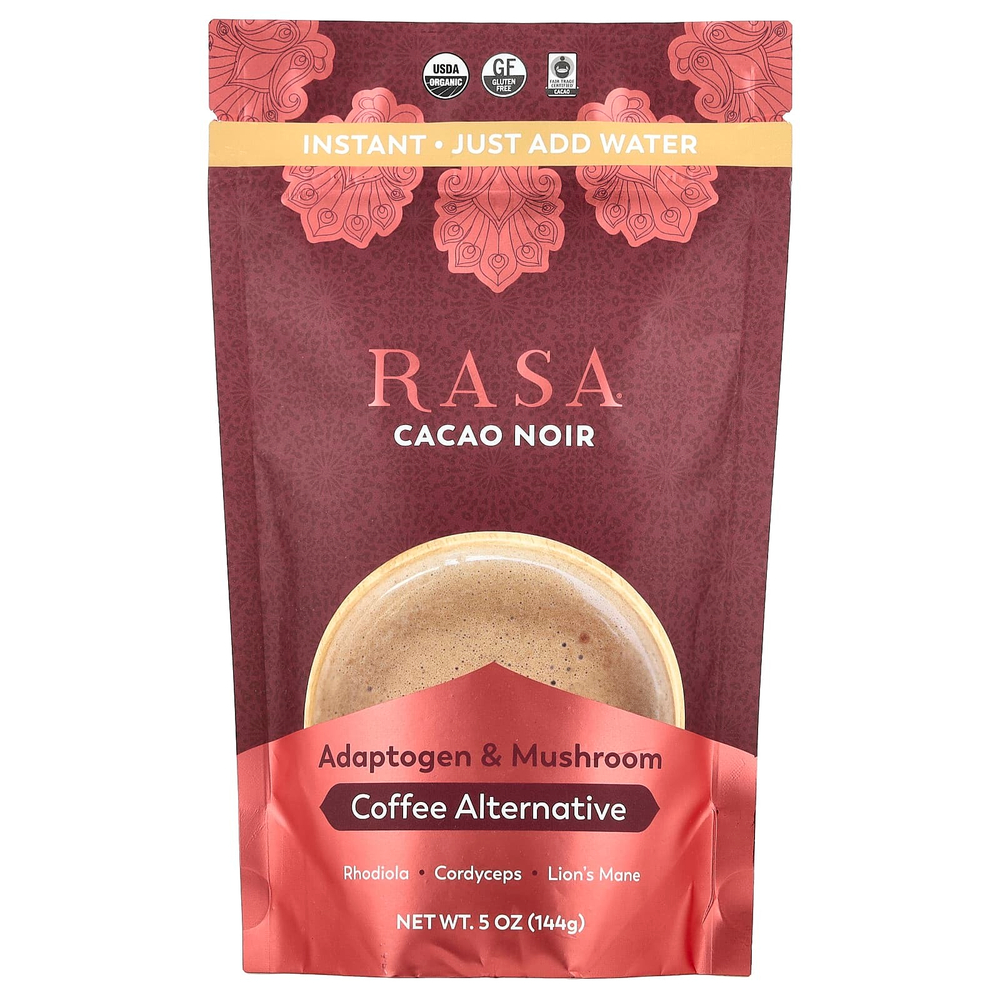Rasa, Кофе с адаптогеном и грибами, растворимый, какао-нуар, 144 г (5 унций)