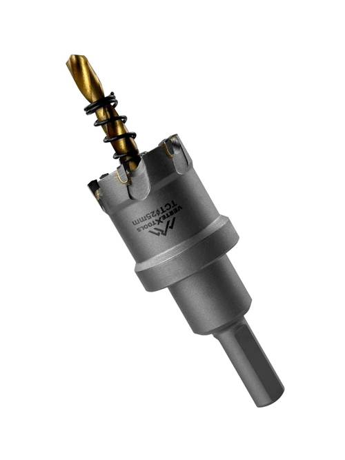 КОРОНКА ПО МЕТАЛЛУ ТВЕРДОСПЛАВНАЯ С ЦЕНТРИРУЮЩИМ СВЕРЛОМ VERTEXTOOLS 25мм