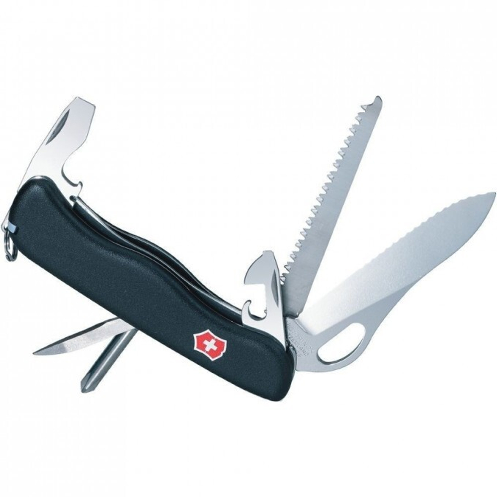 Нож Victorinox Trailmaster One Hand, 111 мм, 12 функций, с фиксатором лезвия, черный