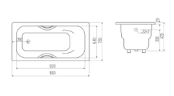 Ванна чугунная SaVanna Fusion 1500х750х420 с ручками