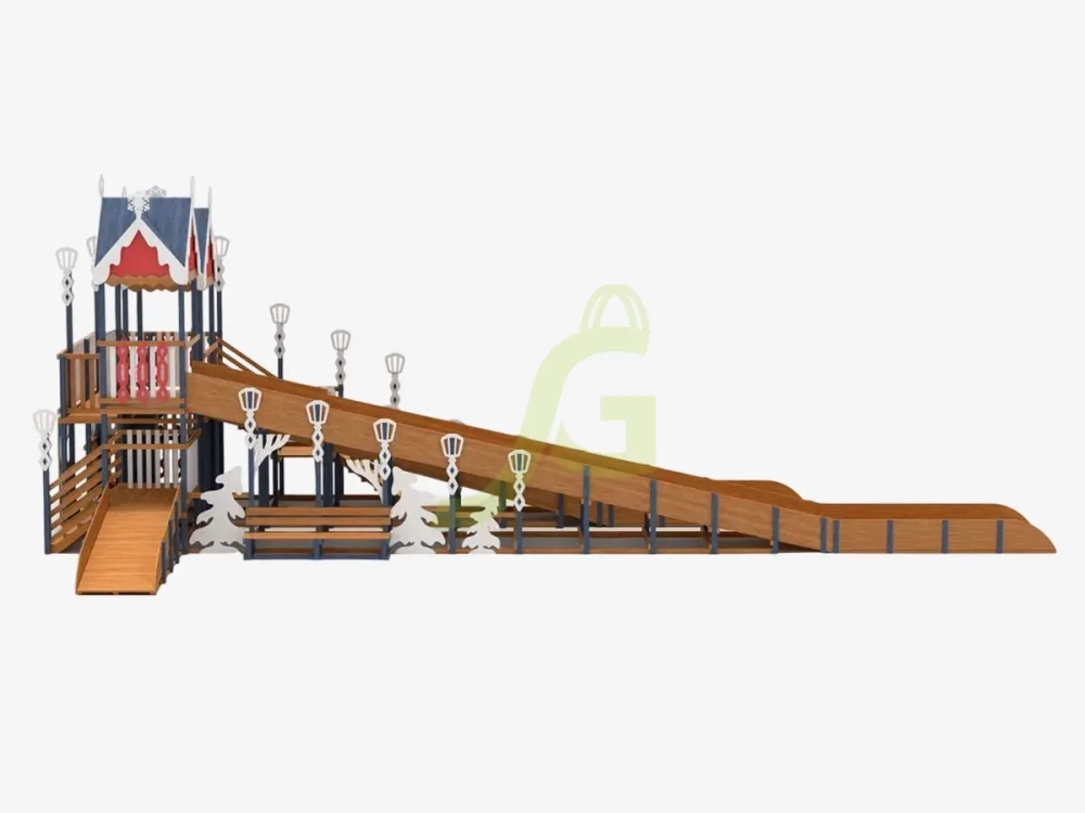 Зимняя деревянная горка "IgraGrad Snow Fox 19" с тремя скатами