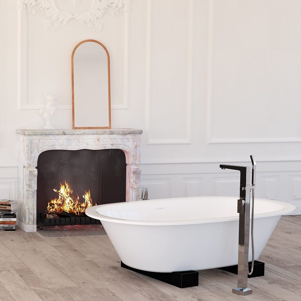 Steinberg Серия 120 Напольный смеситель для ванны c керамическим картриджом, с защитой от обратного потока, с переключателем и ручным душем (cкрытый корпус 1/2“ 020 1162 заказывать отдельно), хром 120 1162