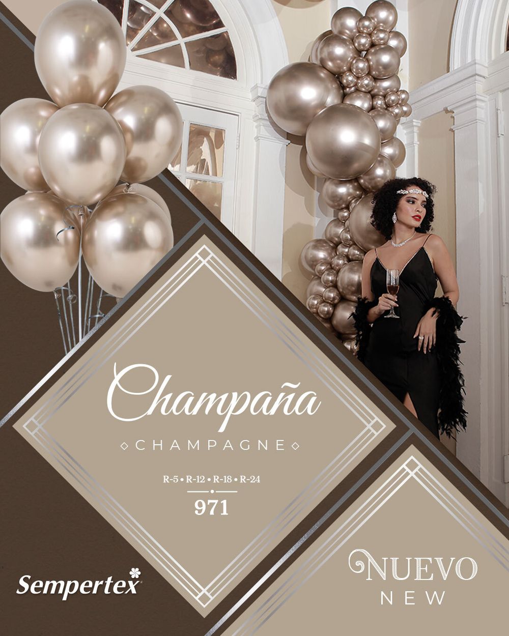 Шар (12''/30 см) Reflex, Зеркальный блеск, Шампань (971), хром, 12 шт.