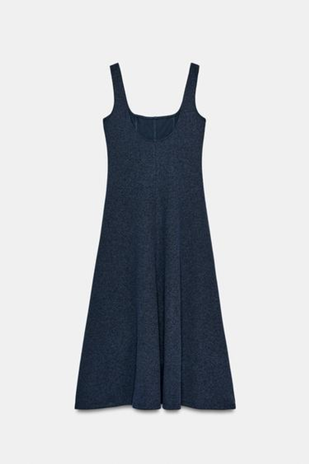 ZARA ПЛАТЬЕ МИДИ НА БРЕТЕЛЯХ, МОРСКОЙ СИНИЙ МЕЛАНЖ