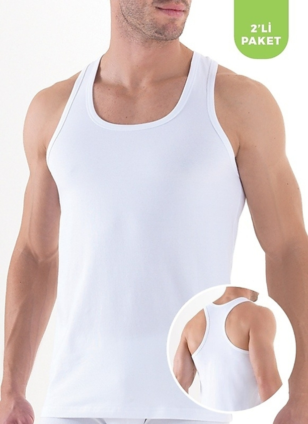 Майка мужская борцовка Tender Cotton. Комплект из 2-х штук белый