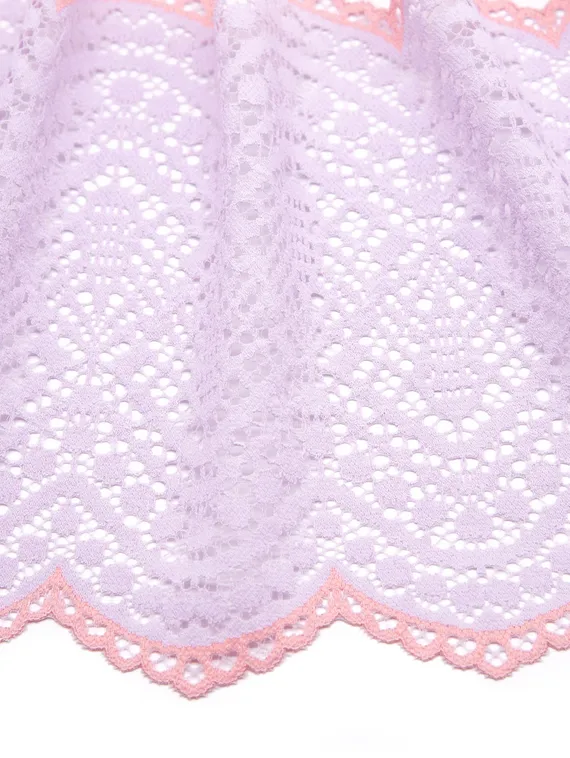 03-177  Кружево эластичное 18 см, лиловый/розовый