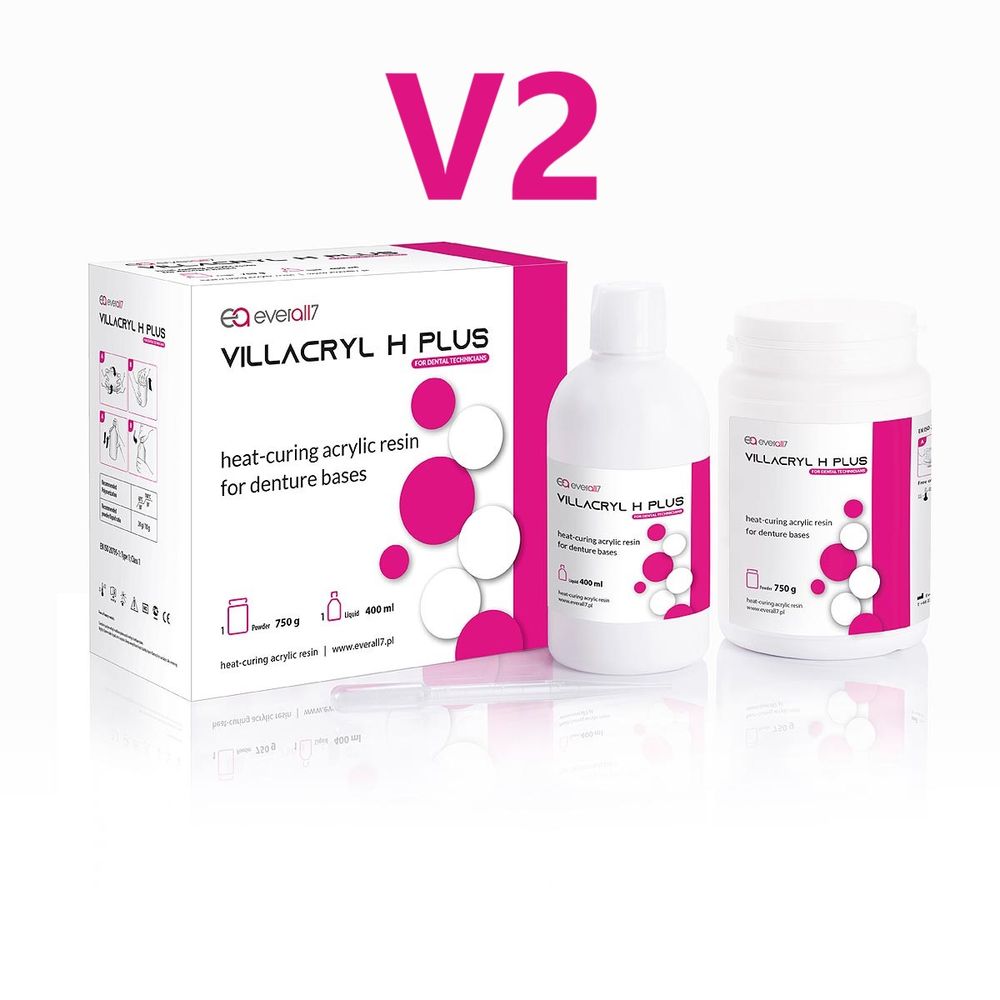 --- Villacryl H Plus цвет V2 (750гр.+400мл.) Виллакрил Аш Плюс, для изготовления протезов горячей полимеризации, V100V2Z09