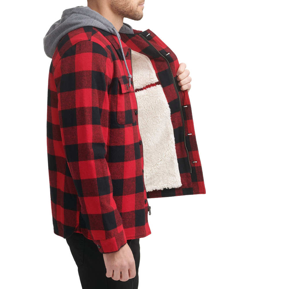 Куртка-рубашка утепленная мужская LEVI'S COTTON SHACKET WITH JERSEY HOOD AND SHERPA LINING