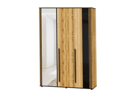 Аэлита Шкаф трёхстворчатый Дуб вотан/Черный