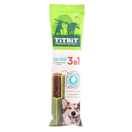 Лакомство TiTBiT Dental 3 в 1 для собак крупных пород снек, Облепиха, 10 упаковок