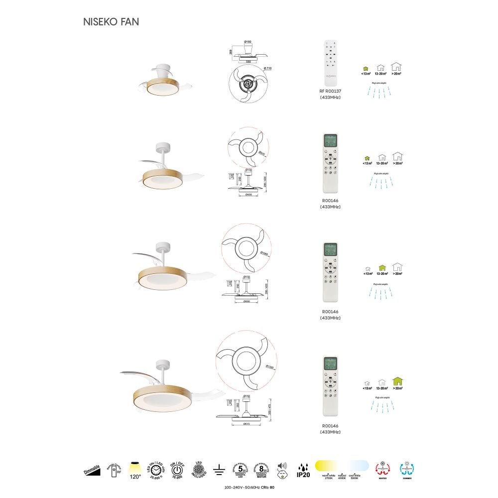 9012 Люстра-вентилятор NISEKO FAN S
