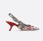 Туфли Dior J’Adior Slingback Dioramour белые с вышивкой Cœur des Curiosités и бантом