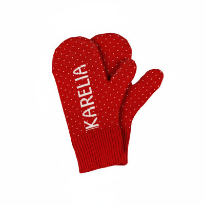 Красные вязаные варежки "KARELIA"