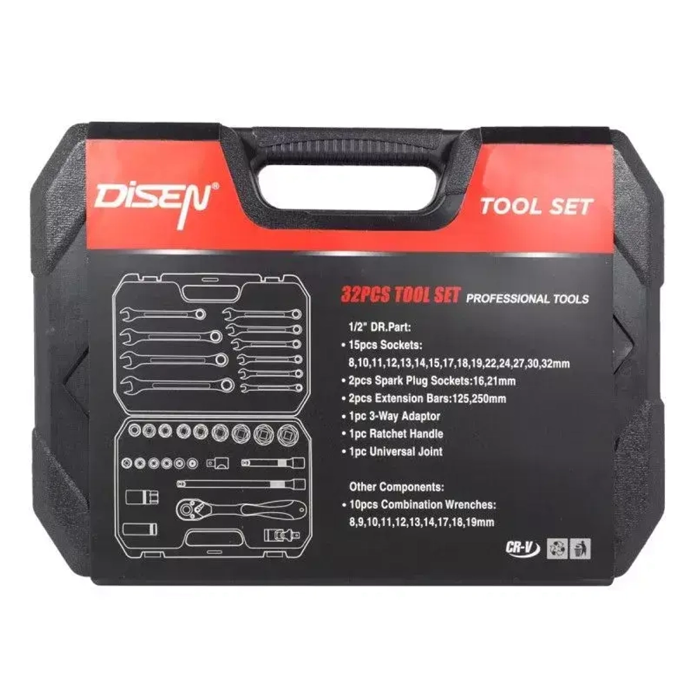Набор инструментов 32пр.1/2''(6гр.)(8-32мм) DISEN DS-4324-5