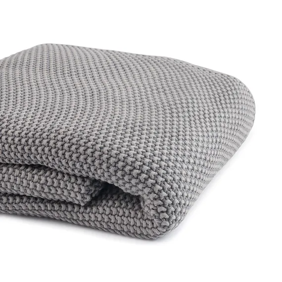 Плед из стираного хлопка серого цвета Essential, 130х180 см