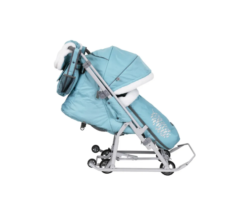 Санки-коляска Ника НД7-5К/МТ мятный с шишкой (серый каркас)