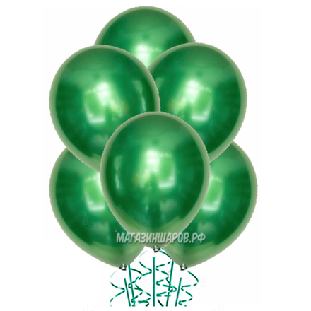 Зеленые шары "Хром" с гелием
