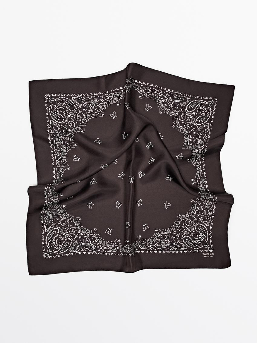Massimo Dutti Бандана из 100% шелка с принтом пейсли, шоколадный