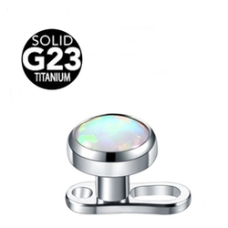 Пирсинг. Титановый микродермал: якорь 1.6х2.5 мм с накруткой (радужный кристалл 4 мм). Титан G23. 1 шт