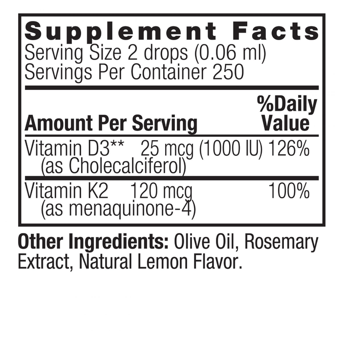 Жидкий витамин D3 и K2, Nature&#39;s Answer Vitamin D3 and K2 Liquid, 15 ml 2