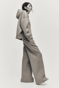 H&M Широкие брюки, серый меланж