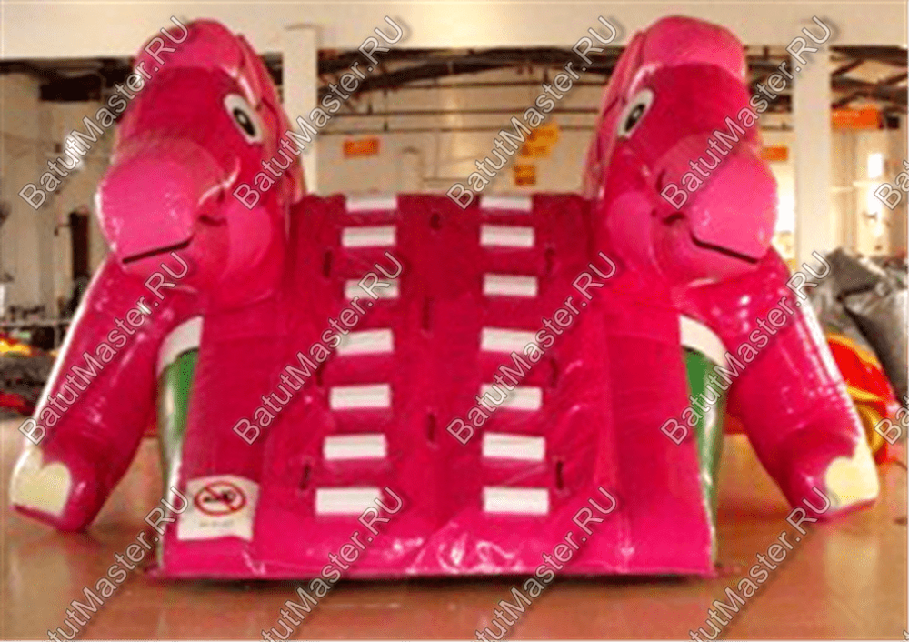 Надувная горка "Розовый динозаврик" 6.5*4*3 м