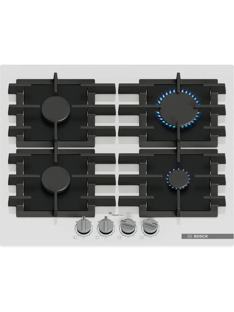 Встраиваемая газовая панель BOSCH PPP6A2I40R Serie 6, независимая, 4 конфорки, 9 уровней, белый