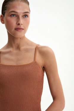 Купальник слитный, коричневый