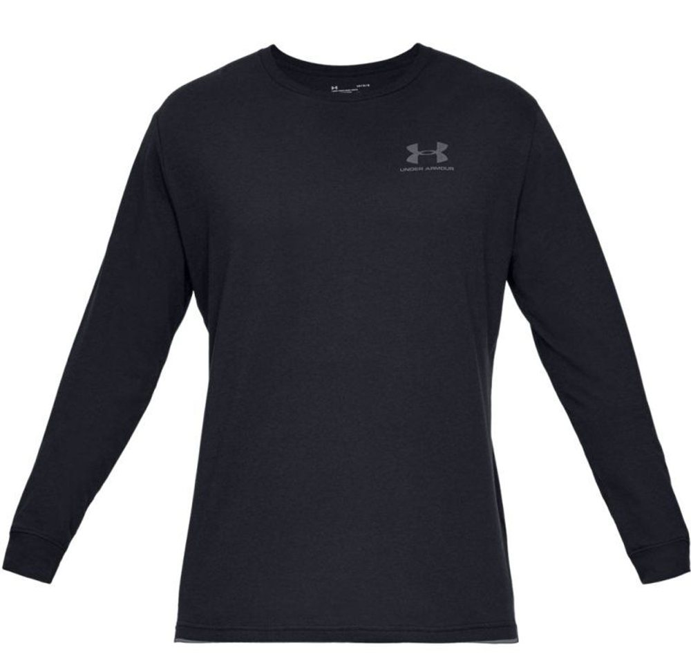 Мужская теннисная футболка теннисная Under Armour Men's Sportstyle Left Chest Long Sleeve - black
