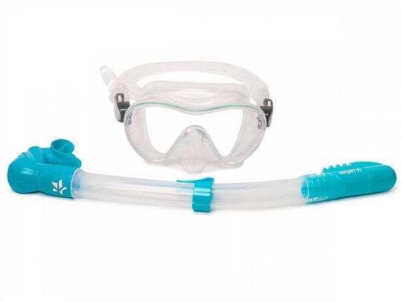 Набор маска+трубка Sargan Агидель прозрачный/бирюзовый