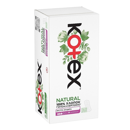 Ежедневные прокладки Kotex Natural Экстра защита 36 шт