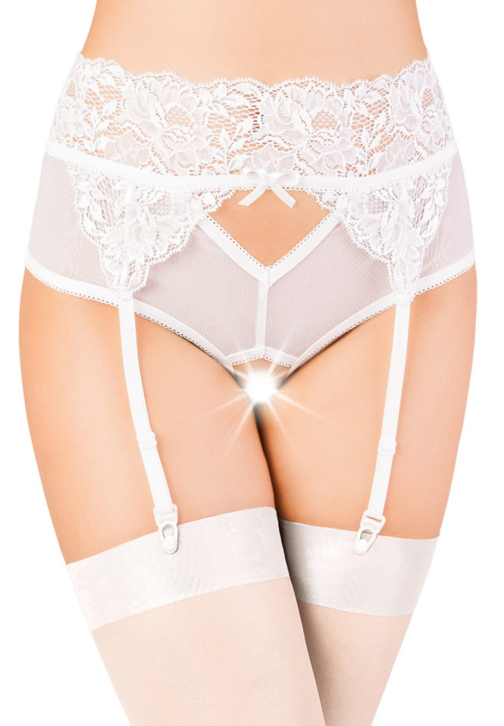 Эротические трусики-пояс Erolanta Lingerie Collection с высокой посадкой белые (46-48)