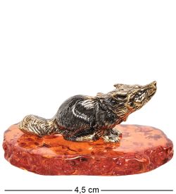 Народные промыслы AM-1576 Фигурка «Лисёнок» (латунь, янтарь)