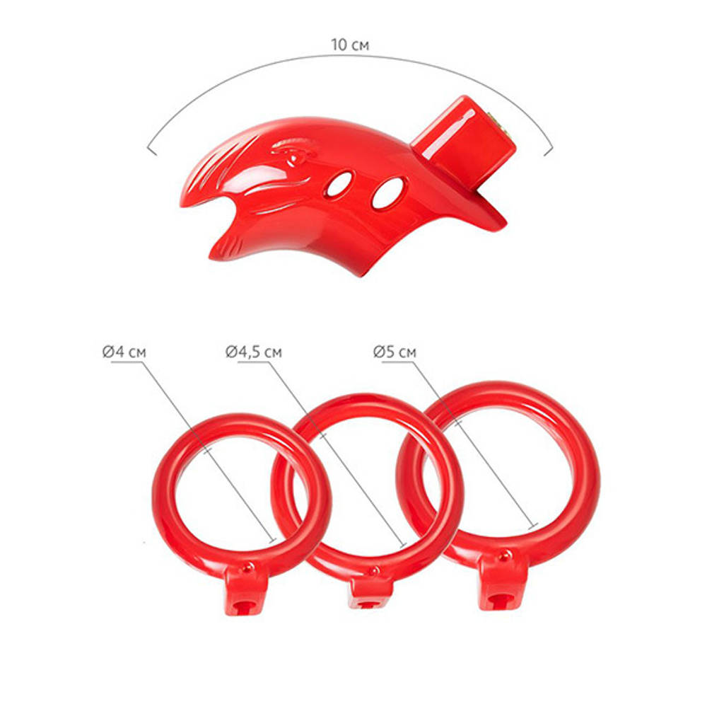 Красный мужской пояс верности 10см из пластика ToyFa Black&Red 901411-9