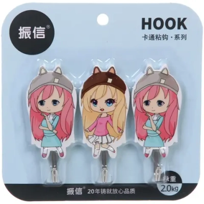 Крючки в наборе 3 шт на липкой основе «ИДЕЯДОМА», аниме, микс два дизайна, нагрузка 2 кг/6,5см