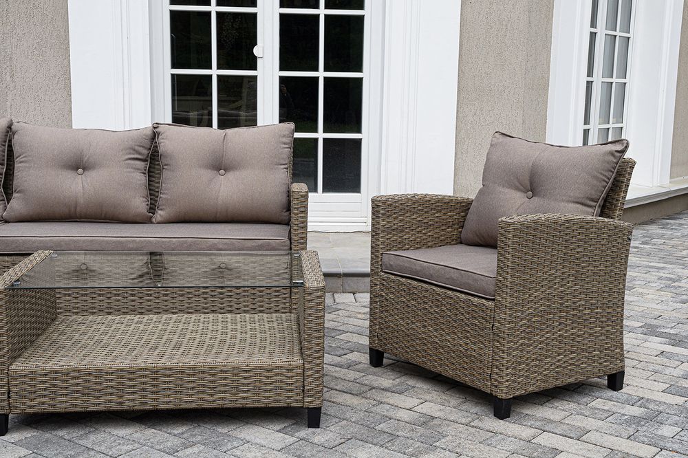 "Атланта" лаунж-зона из искусственного ротанга, цвет соломенный